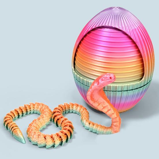 1 набор 3D-печатных фигурок в виде яйца змеи с подвижными суставами, игрушка-фиджет в виде вращающегося яйца змеи с шарнирной змеей внутри, украшение