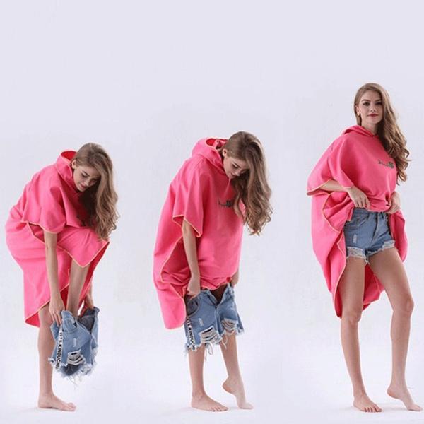 Новый пляжный быстросохнущий халат унисекс для взрослых, солнцезащитный и ветрозащитный халат, плащ с капюшоном, пляжное полотенце