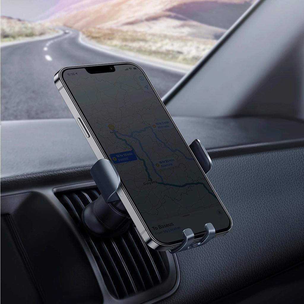 Baseus Metal Age Gravity Car Phone Holder For Grille Ventilation Dark Gray (Sujs000013)