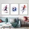 Modern Watercolor Football Player Poster Abstract Soccer Decorative Prints Paintings Canvas Wall Art Pictures Living Room Decor