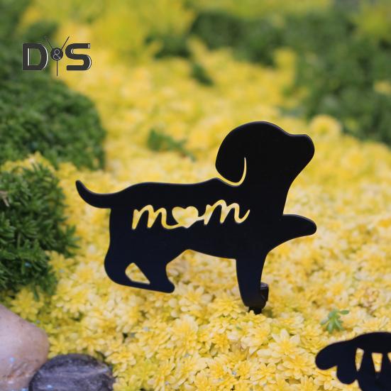 Металлические колышки для сада собак, украшения в виде силуэта матери и ребенка, устойчивые к погодным условиям, колышки для садовых игрушек для украшения газона на открытом воздухе