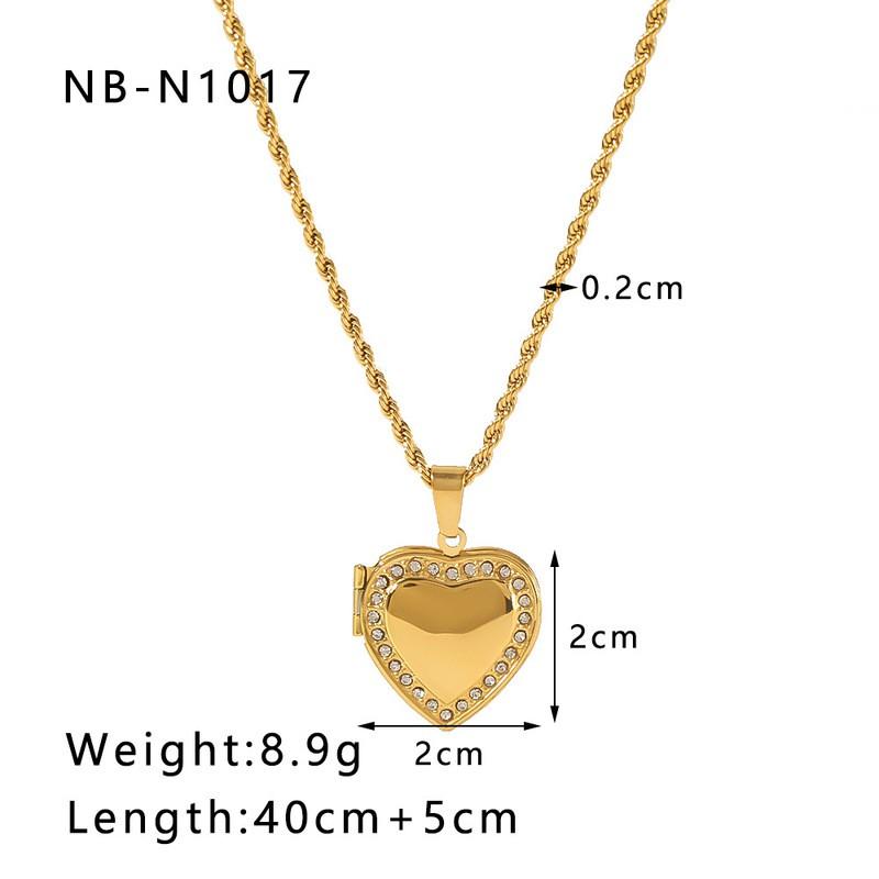 Stainless Steel Book-Shaped Pendant Necklace With Heart Clasp Women Ins Style Minimalist Locket Chain Jewelry