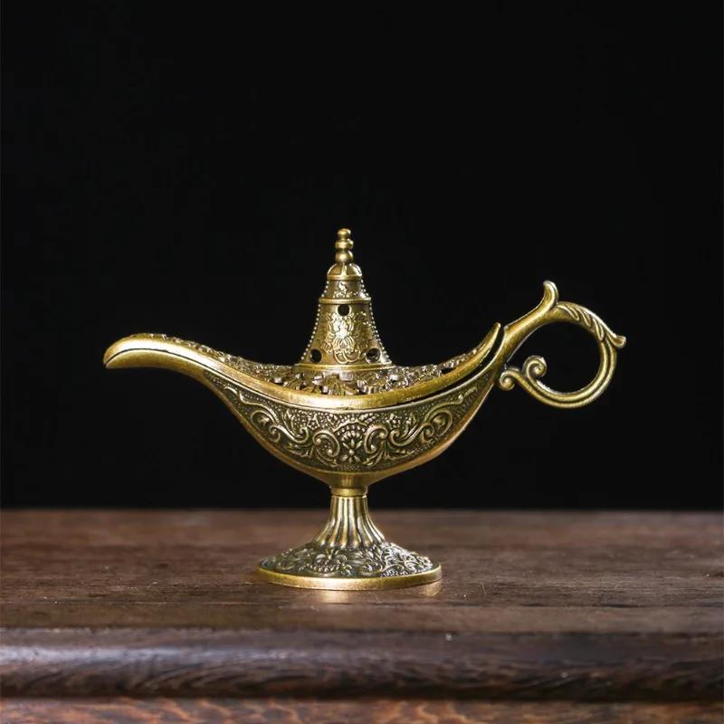 Прочная металлическая аромалампа в античном стиле для благовоний, очистка воздуха, подарки, лампа Алладина для загадывания желаний, домашний декор