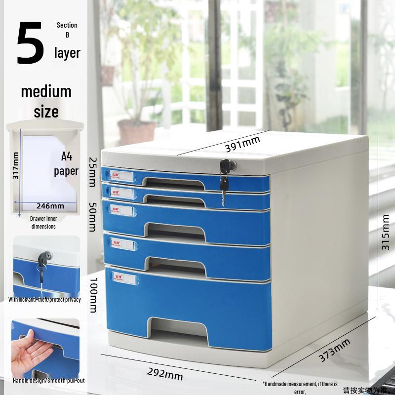 Lockable Multi-Layer A4 File Cabinet Drawer - Plastic Office Storage Box