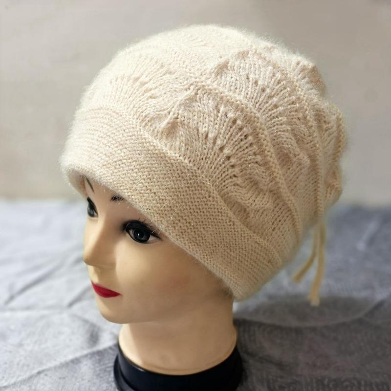 Hats, Ladies' Hats, Pullover Hats, Drawstring Style, Stacked Hats, Double-layer, Warm, Knitted, Woolen Hats