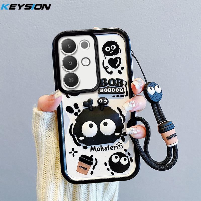 KEYSION Ударопрочный чехол для Realme C85 5G с ремешком, мягкий силикон, милая 3D мультяшная кукла, задняя крышка телефона для Realme C85