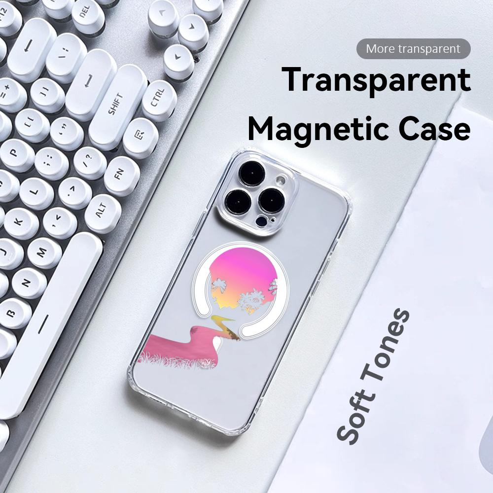 Чехол для телефона с пальмой на закате для iPhone 17 16 15 14 13 12 Pro Max Plus с магнитным кристально прозрачным чехлом Беспроводная зарядка