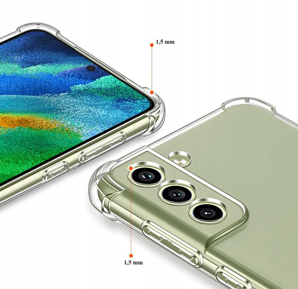 Case for SAMSUNG GALAXY S21 FE ANTI-SHOCK CLEAR CASE ARMOR BACK + GLASS