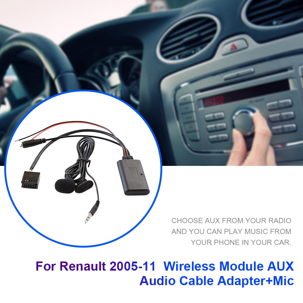 Car Bluetooth-Compatible Module AUX IN Audio MP3 Music Adapter with MIC Radio Stereo AUX Cable Adapter for Renault Megane Scenic