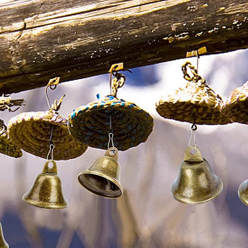 WTEMPO 8 шт., металлические декоративные колокольчики в стиле ретро, ​​38 мм, открытые колокольчики с пружинным крючком, креативные рождественские колокольчики «сделай сам», домашний декор, колокольчики для дрессировки домашних животных, колокольчики