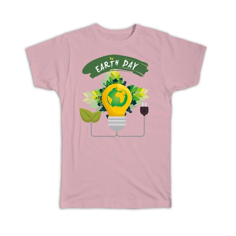 Gift T-Shirt : Eco Friendly Earth Day Kraft Rustic Plants Environmental Bulb
