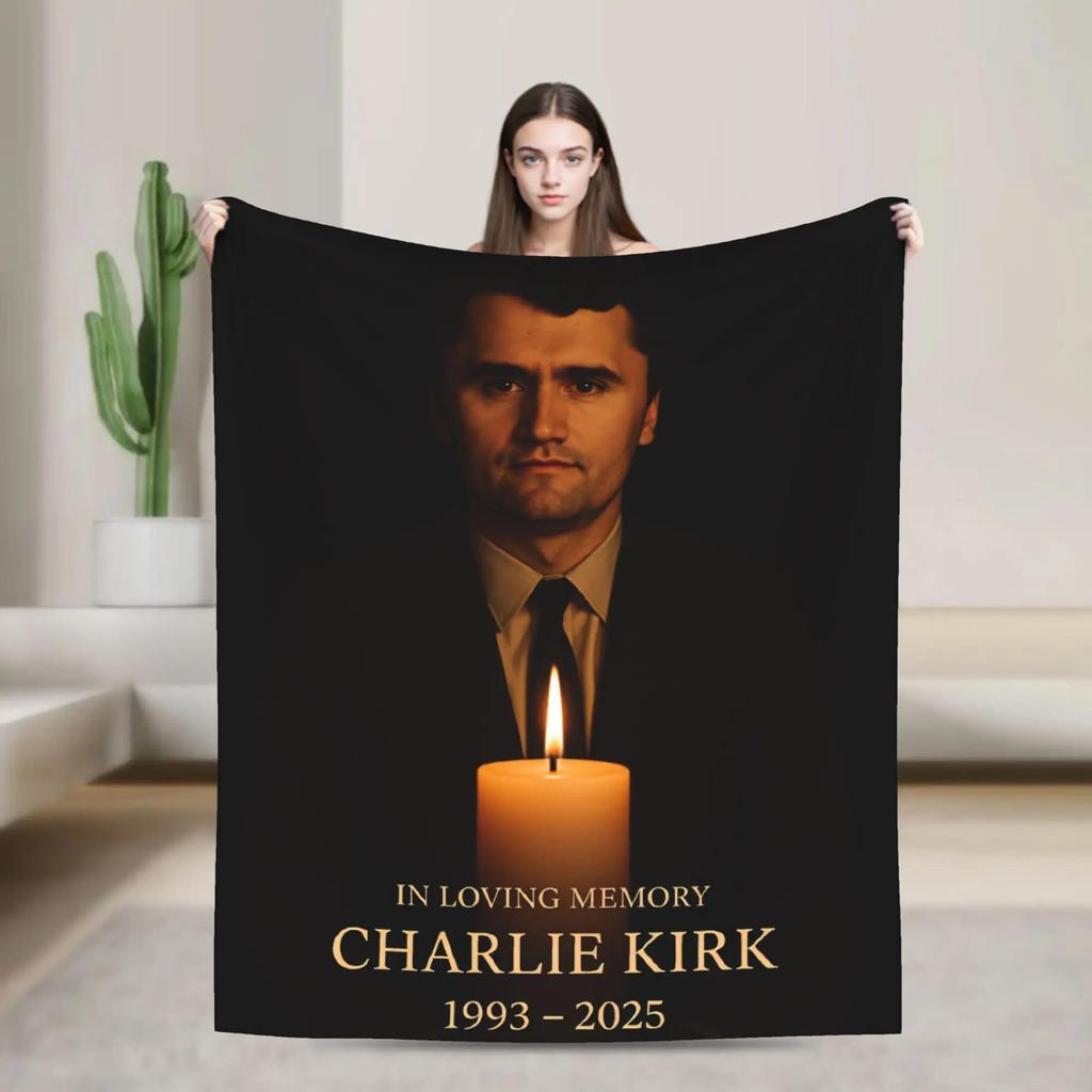 Pray For Charlie Kirk Soft Plush Throw Blanket for Students Warm Flannel Bedspread for Sofa Bed or Outdoor Use