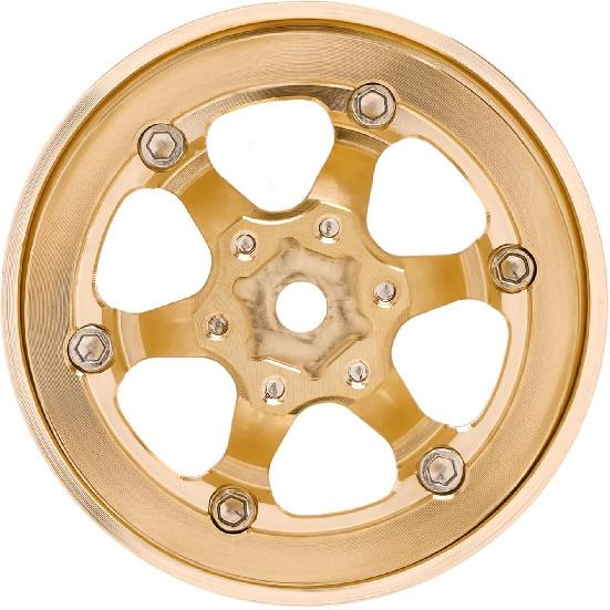 INJORA 1.3" Beadlock Wheel Brass -5.25mm Offset Rims for SCX24 TRX4M 1/24 1/18 RC Crawlers Upgrade(W1310)