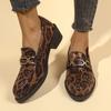 Large Size Spring and Autumn New Metal Buckle Shoes Leopard Print Temperament Versatile Fashion Women's Shoes