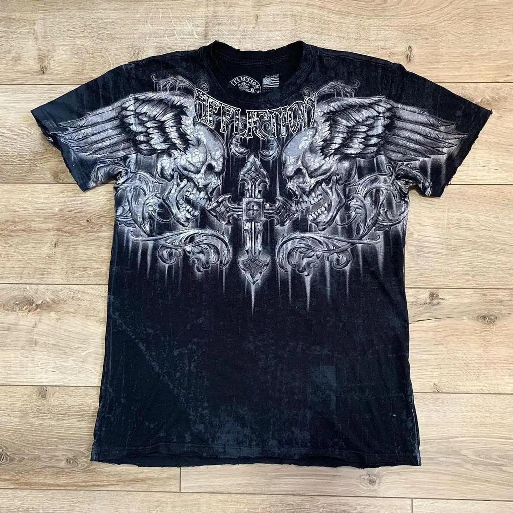 Футболка унисекс Y2K Summer Gothic Vintage American Street Printed с коротким рукавом, свободные топы большого размера, футболки в стиле хип-хоп