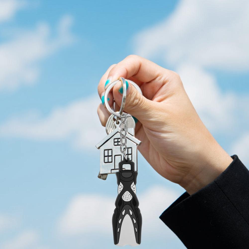 PVC Diving Theme Key Unique Short Flipper Shape Keychain Fin Key Gift