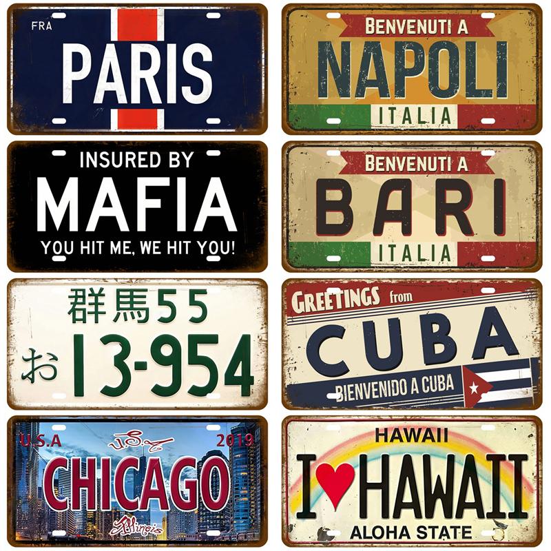 Городской штат Винтаж жестяная вывеска жесть пластина ретро металлический знак плакат для бара паба клуба мужская пещера гараж настенное украшение арт декор