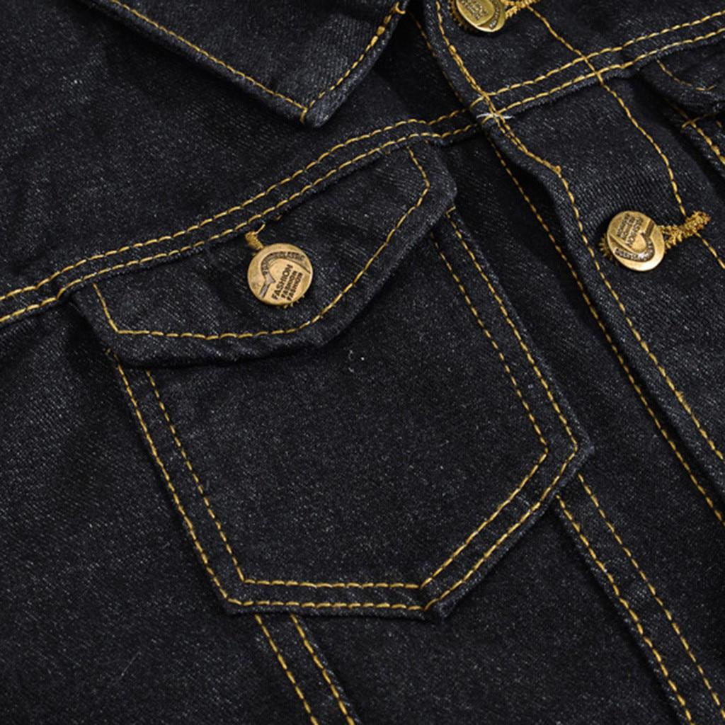 Denim Jacket Men Autumn Winter Casual Long Sleeve Turn-down Collar Solid Denim Jacket Streetwear Coat Bomber