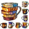 3D Painted Book Mug for Hot Cold Brews 300ml Stackable Book