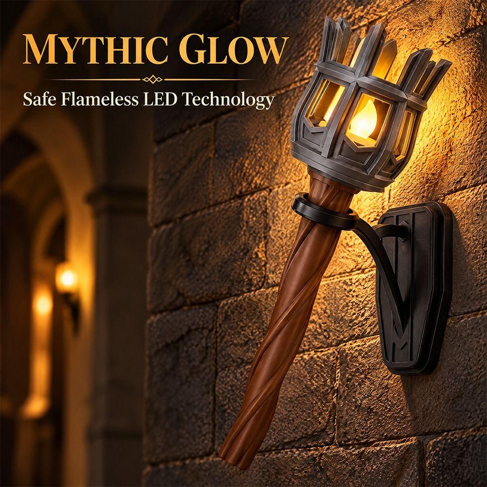 Dual Torch Fake Torch Wall Sconce Vintage Halloween Flame Torch Light Haunted House
