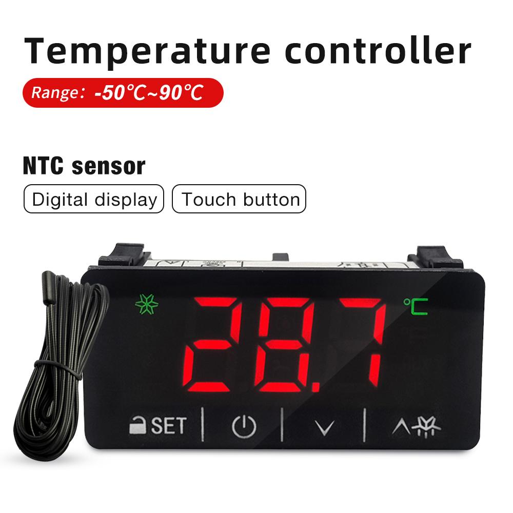 LCD Touch Screen Temperature Controller Microcomputer Thermostat Switch with NTC Sensor for Heating Cooling Defrosting 220V