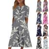Женское летнее повседневное свободное платье с v-образным вырезом и короткими рукавами с принтом