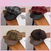Retro Octagonal Beret Hat For Women With Grid Design For Autumn And Winter
