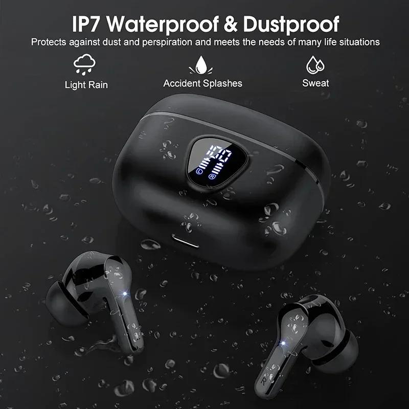 UYUXIO HiFi Stereo Earphone Wireless Earbuds with LED Display 48H Play Time Ear Buds with ENC Noise Cancelling Headphones