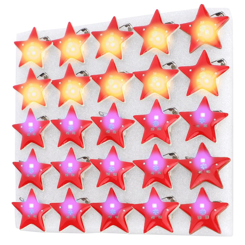 25Pcs FivePointed Star Shaped LED Brooch Christmas Pin Badge for Children Gift Party Favors