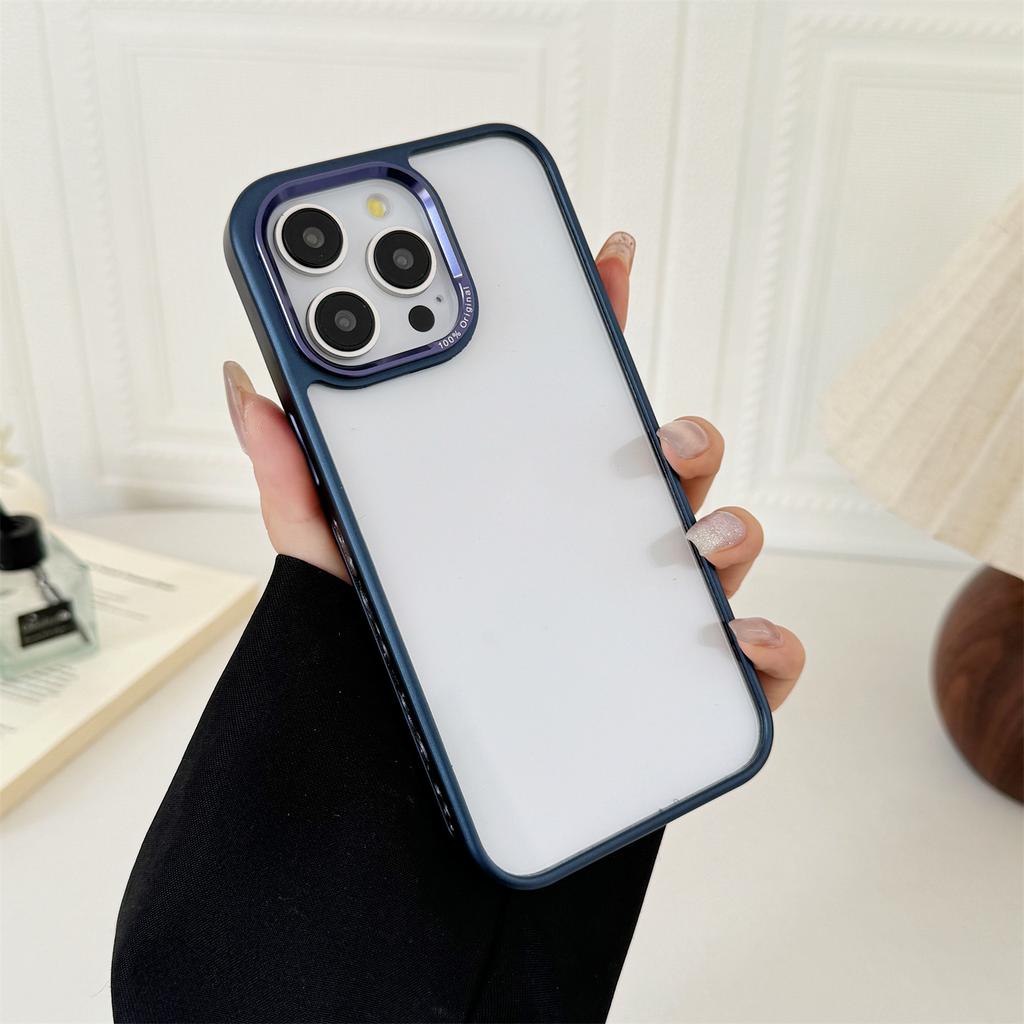 For iPhone 15 Pro Clear Phone Case Electroplating Edge PC Acrylic Back Cover