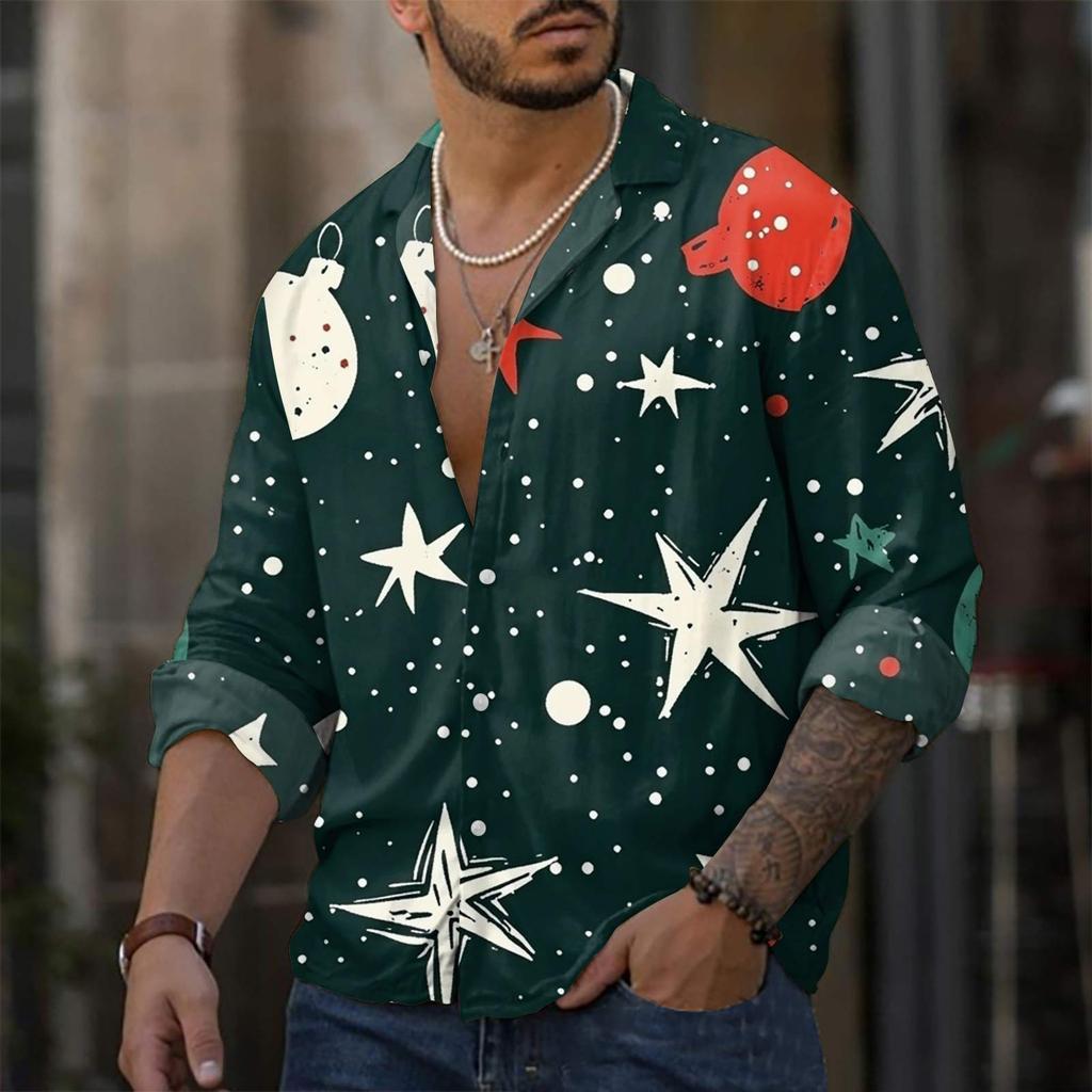 Men'S Casual Loose Fitting Long Sleeved Shirt Fashionable Lapel Shirt Top