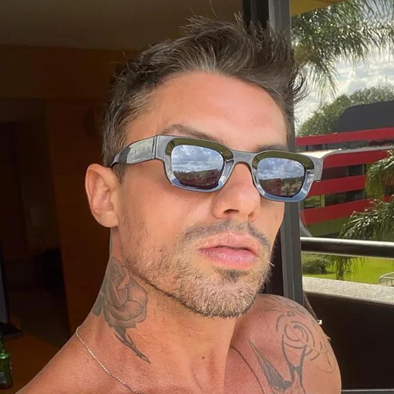 Модные летние ретро-панк-прямоугольные солнцезащитные очки UV400, солнцезащитные очки для мужчин и женщин, модные винтажные маленькие квадратные солнцезащитные очки, очки