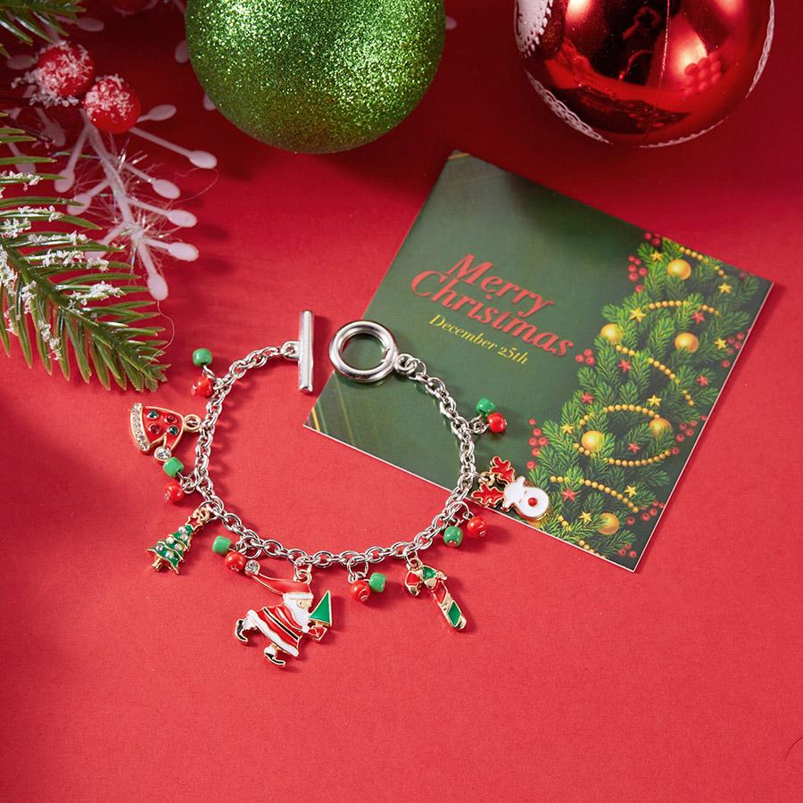 Noter New 3 Styles Christmas Bracelet Unisex Crutches Gloves Deer Socks Snowflakes Pendant Braslet Versatile Accessories Joias