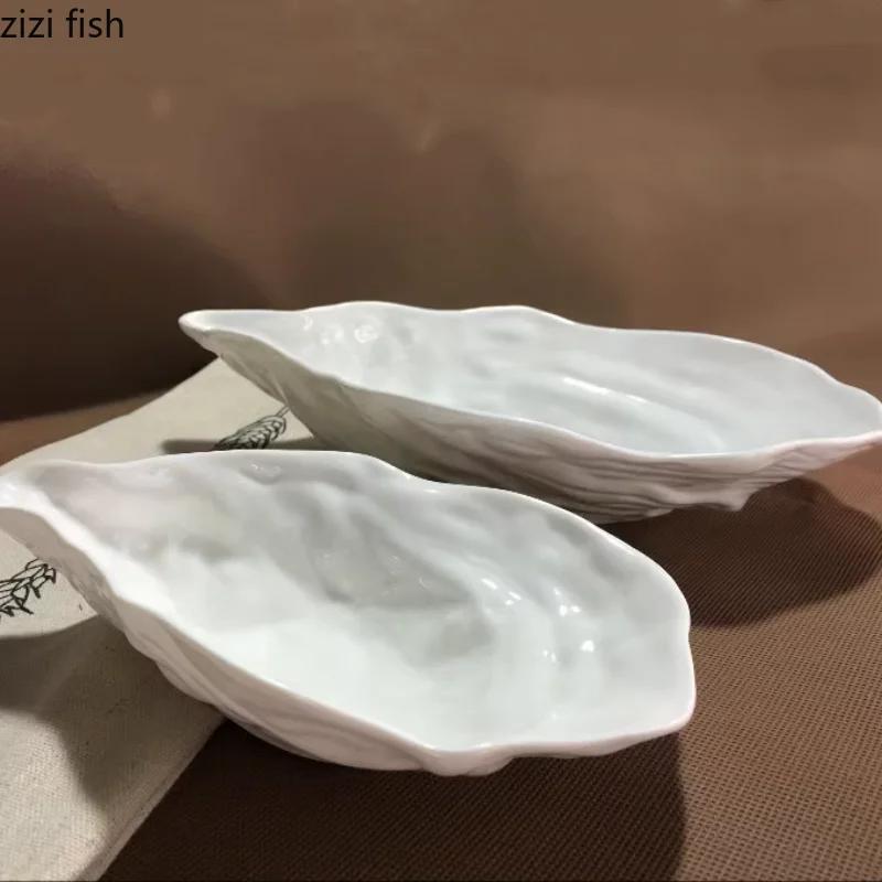 Белая керамическая миска Oyster Гостиничная посуда Обеденная тарелка Фруктовая тарелка Салатница Десертные миски Миски для смешивания холодных закусок Поднос для димсамов