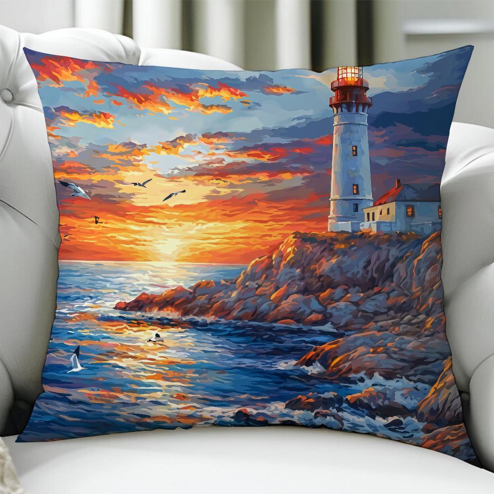 Coast Sunset Cushion Cover Birthday Anniversary Gifts Double Sided Printed Zipper Cushion Cover Soft Skin Bedding
