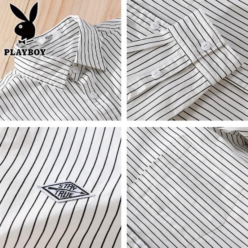 PLAYBOY Мужская полосатая рубашка с длинным рукавом