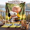 Custom Text Flannel Throw Blanket, Lightweight Cozy Bed Sofa BlanketSnoopy Peanuts