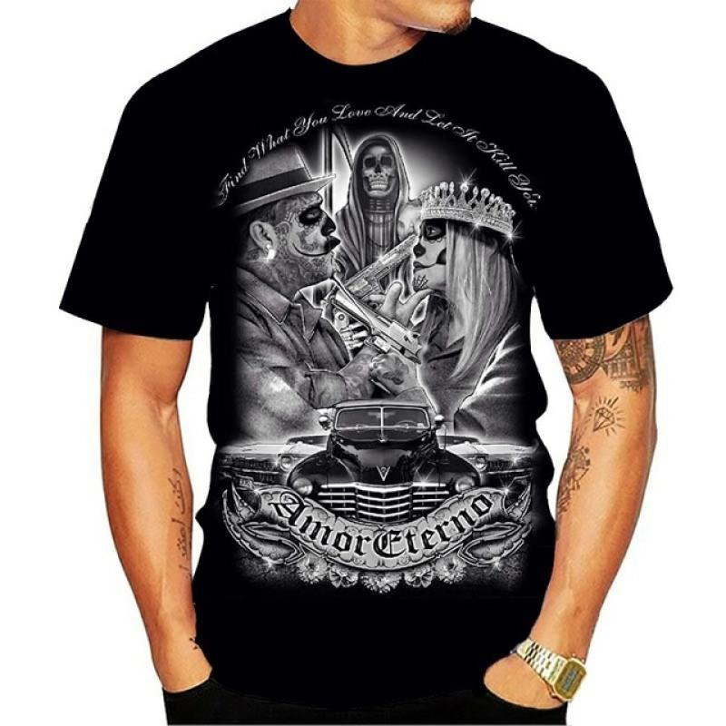 Men's Y2k T-Shirt Short Sleeve Indian Graphic 3D Print Top Oversize Streetwear Fashion Tee Harajuku Hip Hop Vintage Men Clothing