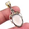 Natural Smoky Quartz 925 Solid Sterling Silver TwoTone Gift Pendant 1.75" H0t51