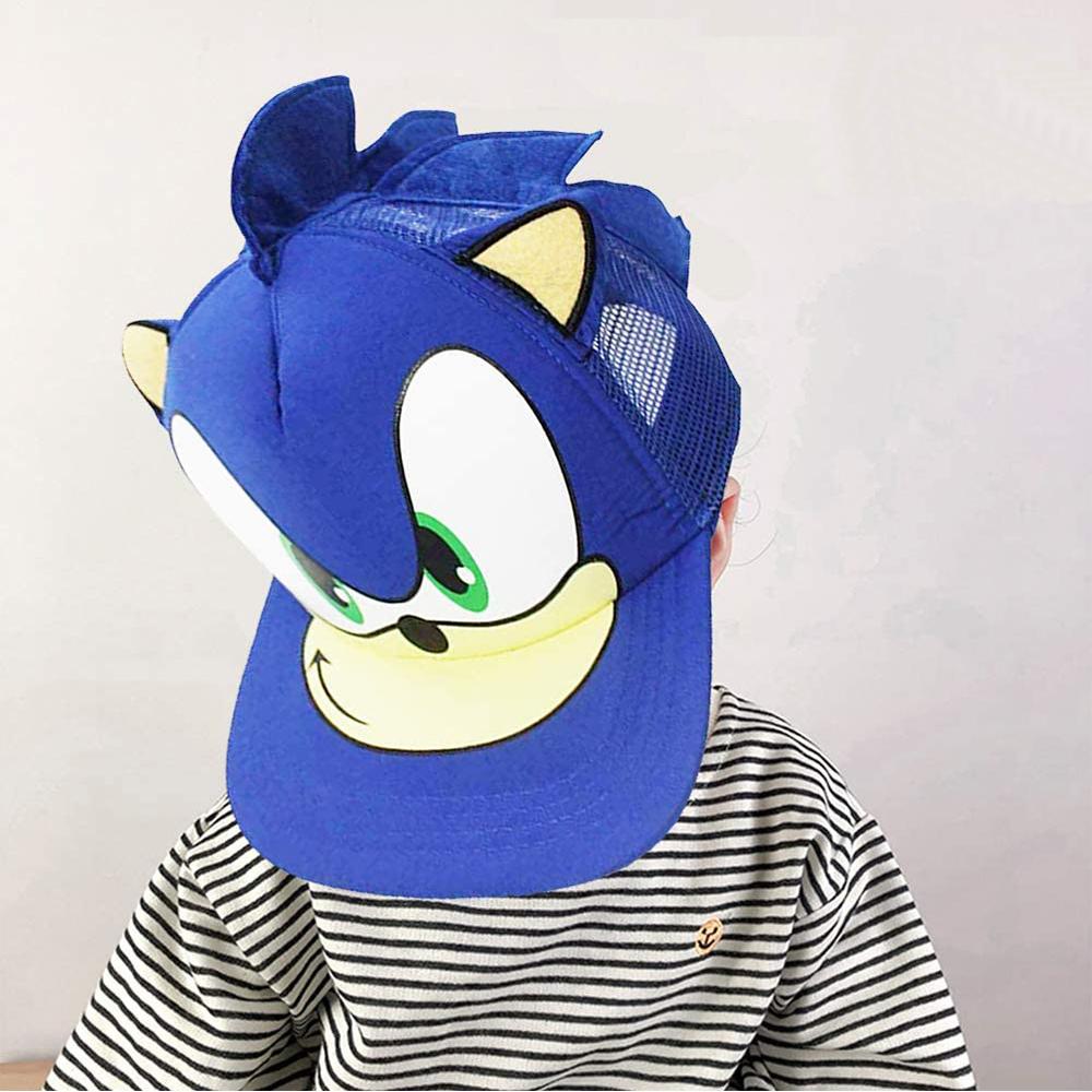 Бейсболка с принтом Соника для мальчиков и девочек, регулируемая, синяя