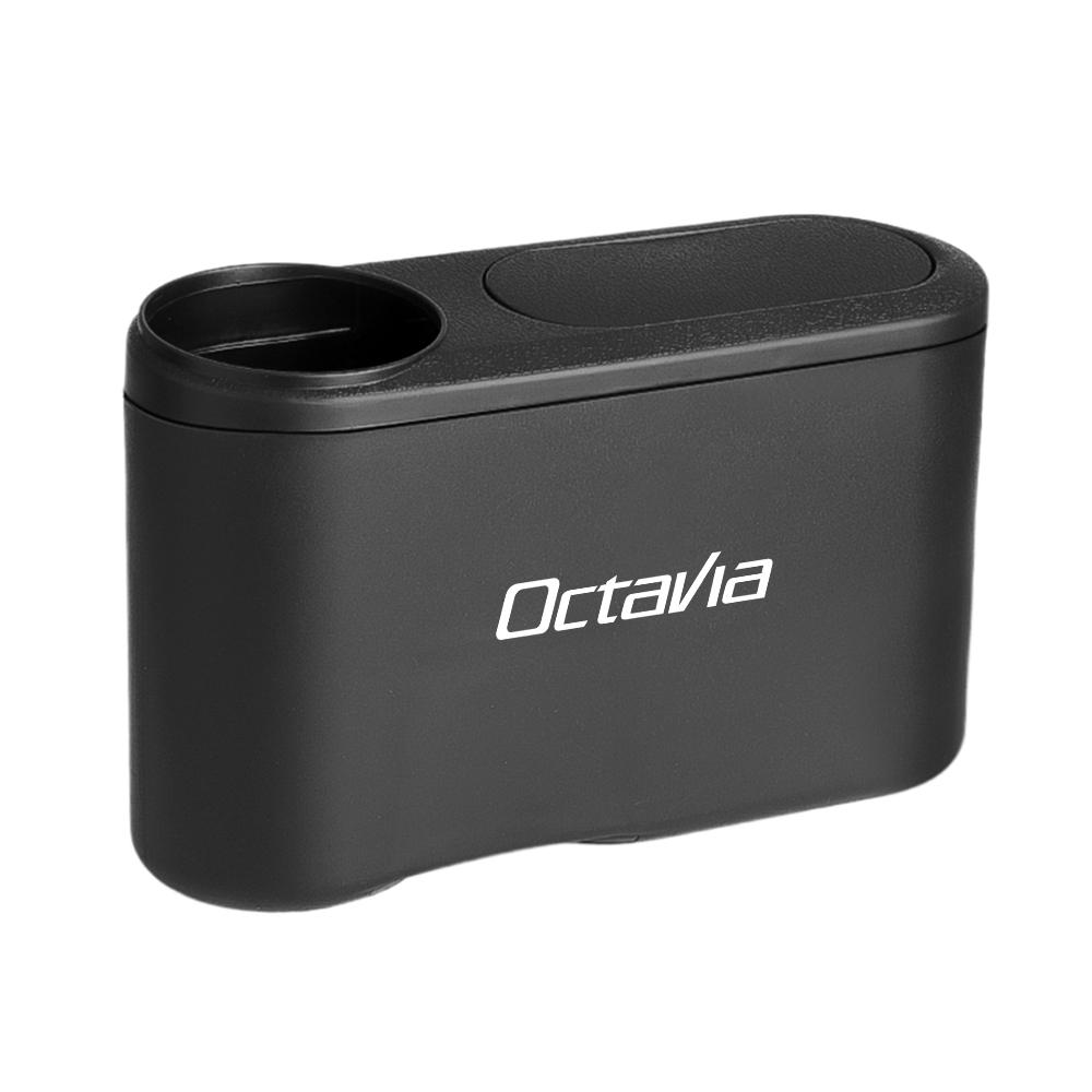 For Skoda S Octavia A5 3 2 VRS Vision Kodiaq Favorit Rapid Fabia Car Trash Can Hanging Trash Bin With Drink Holder Organizer Box ES7