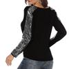 Женский модный повседневный однотонный топ с длинными рукавами и пайетками