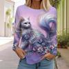 Spring and Autumn Round Neck Cute Cat Pattern 3D Printed Top Fashionable Casual Long Sleeved Women's T-shirts