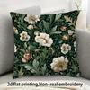 Vintage Style Floral Pillow Cover Green Botanical Print Boho Cottagecore Cushion Case For Sofa Bed Home Decor