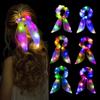 Bow Luminous Hair Bands Scrunchies Ribbon Light Up Rubber Band Headwear   Girls