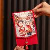 Traditional Spring Festival Cloth Red Envelopes Rectangular Chinese Style New Year's Blessing Bag Reusable with Hanging Rope