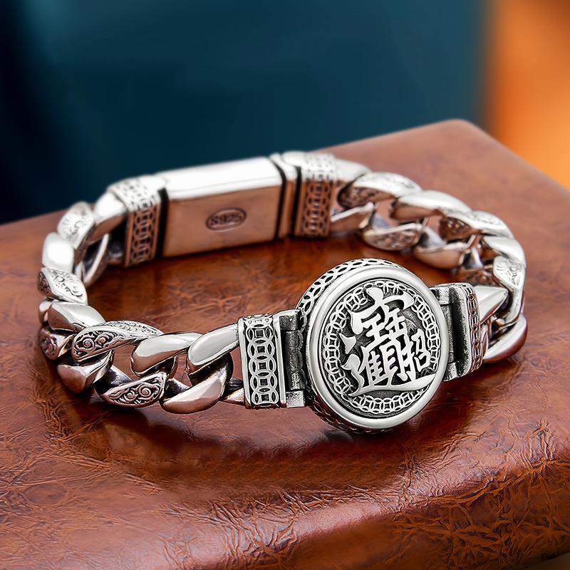 Ручная работа, креативные счастливые буддийские писания, браслеты для мужчин, вращающиеся бусины, ретро-мантра из шести символов, персонализированные ювелирные изделия