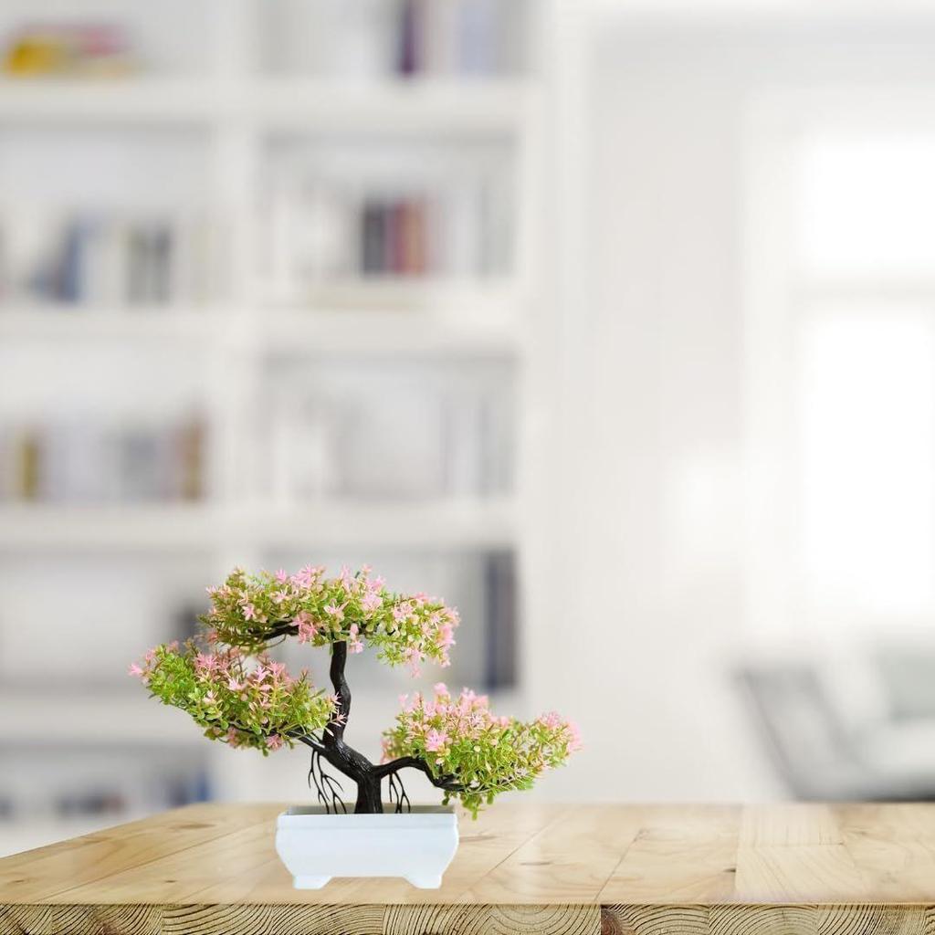 1 шт. Искусственный маленький цветок бонсай с дизайнерским горшком | Реалистичный вид — не требует ухода | Цветочный горшок для домашнего декора Последние