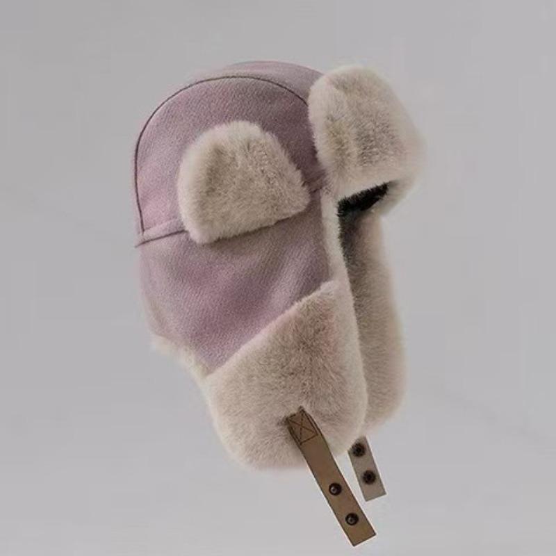 Зимняя женская плюшевая теплая шапка для защиты ушей, плюшевая утолщенная хлопковая шапка, шапка для защиты от холода при езде на велосипеде на открытом воздухе для мужчин