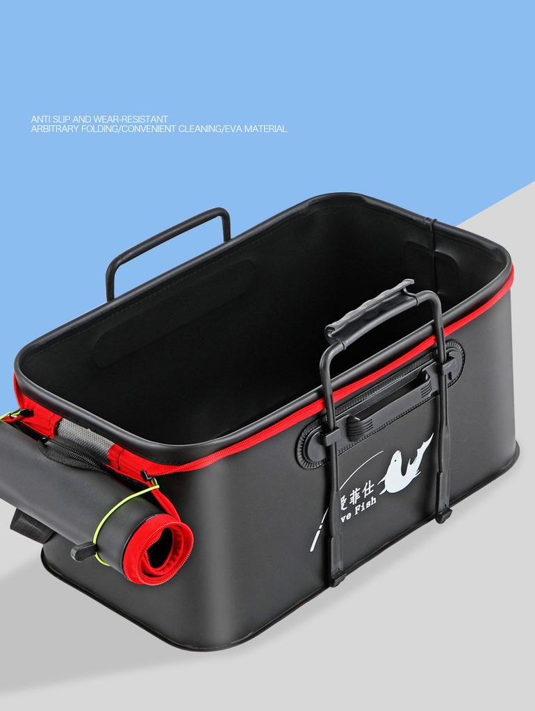 Foldable Wear-resistant Waterproof EVA Fishing Barrel Fishing Box Tools Box Optional Rechargeable Oxygen Pump 30cm/35cm/40cm/45cm/50cm Size Choices